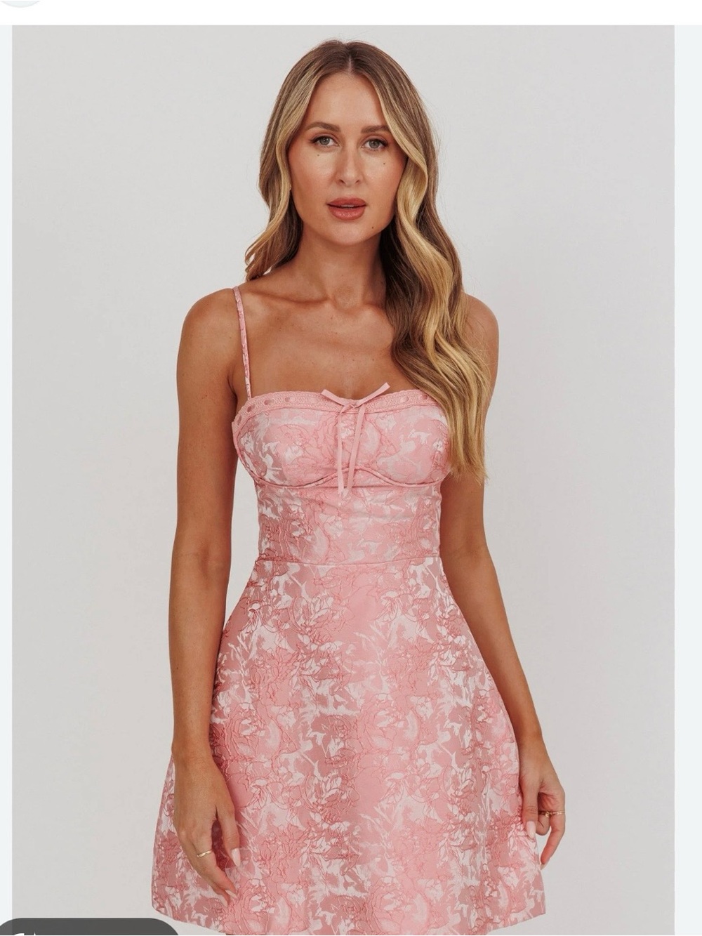 Selfie Leslie Pink Floral Lace Mini Dress